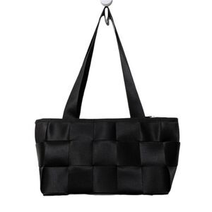 COMELY Checkerboard Woven Seatbelt Shoulder Bag